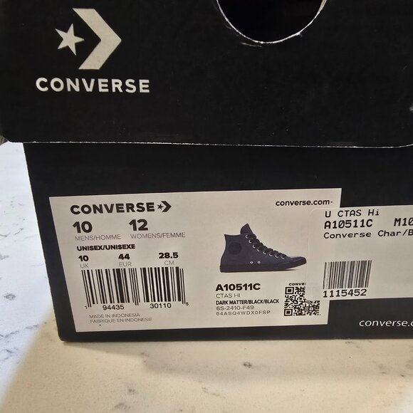 Converse - Chuck Taylor All Star High Top Shoes (A10511C) mens Size 10 NEW BLACK - Picture 8 of 13